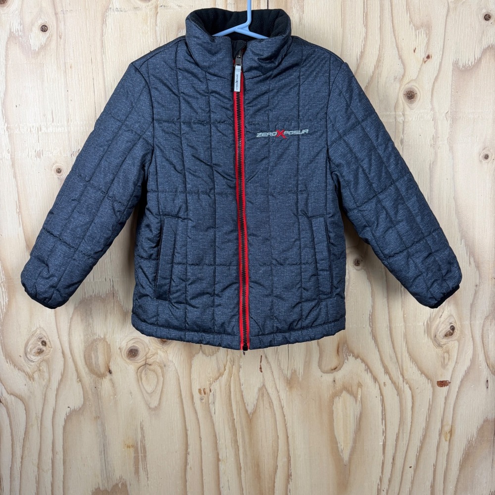 ZeroXposur Puffer Jacket Kids Size 6 Gray Quilted Insulated Pockets